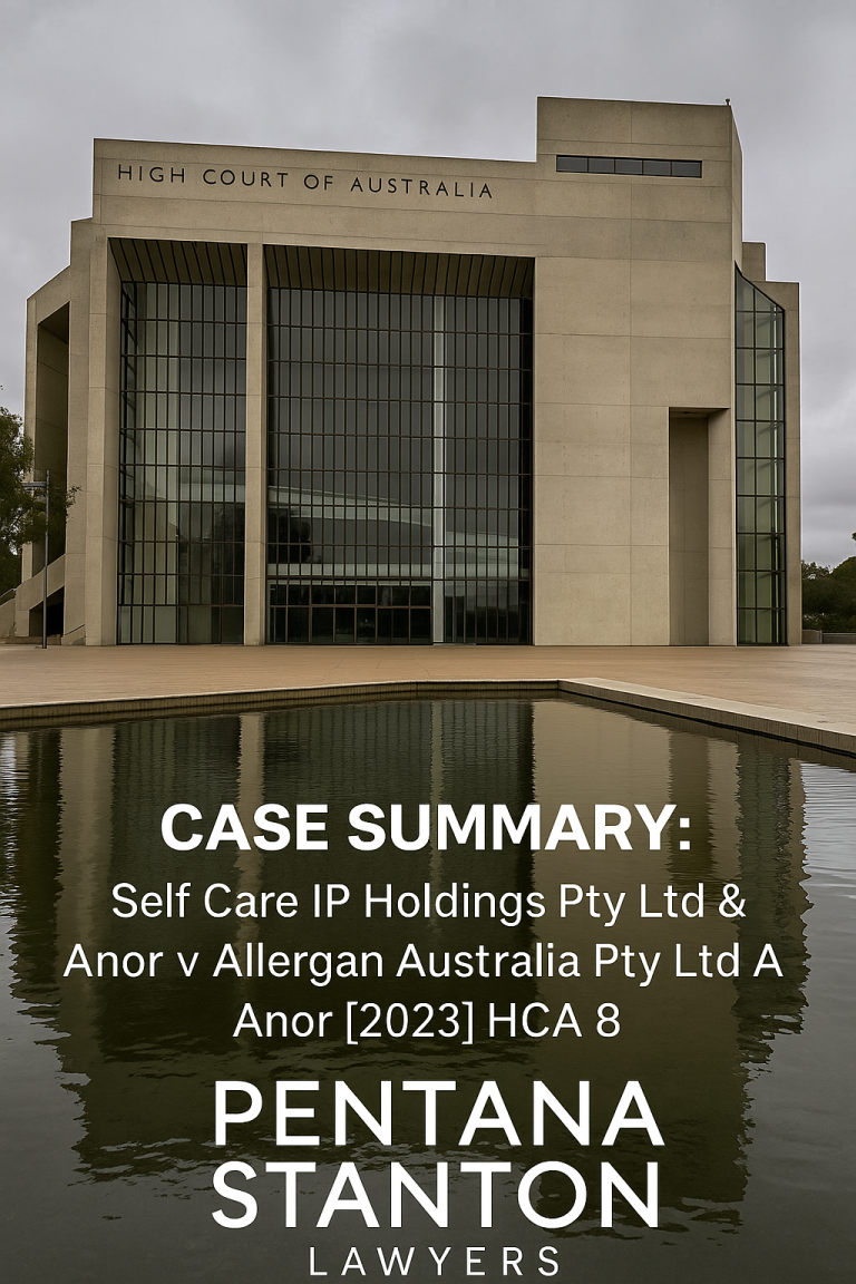 Photograph of the High Court of Australia, symbolising the landmark ruling in Self Care v Allergan [2023] HCA 8, which clarified trade mark use and misleading conduct under Australian law, featured by Pentana Stanton Lawyers.